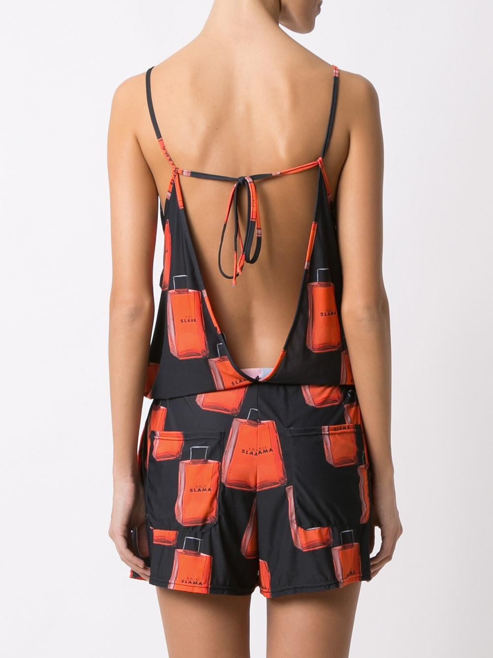 v-neck printed playsuit