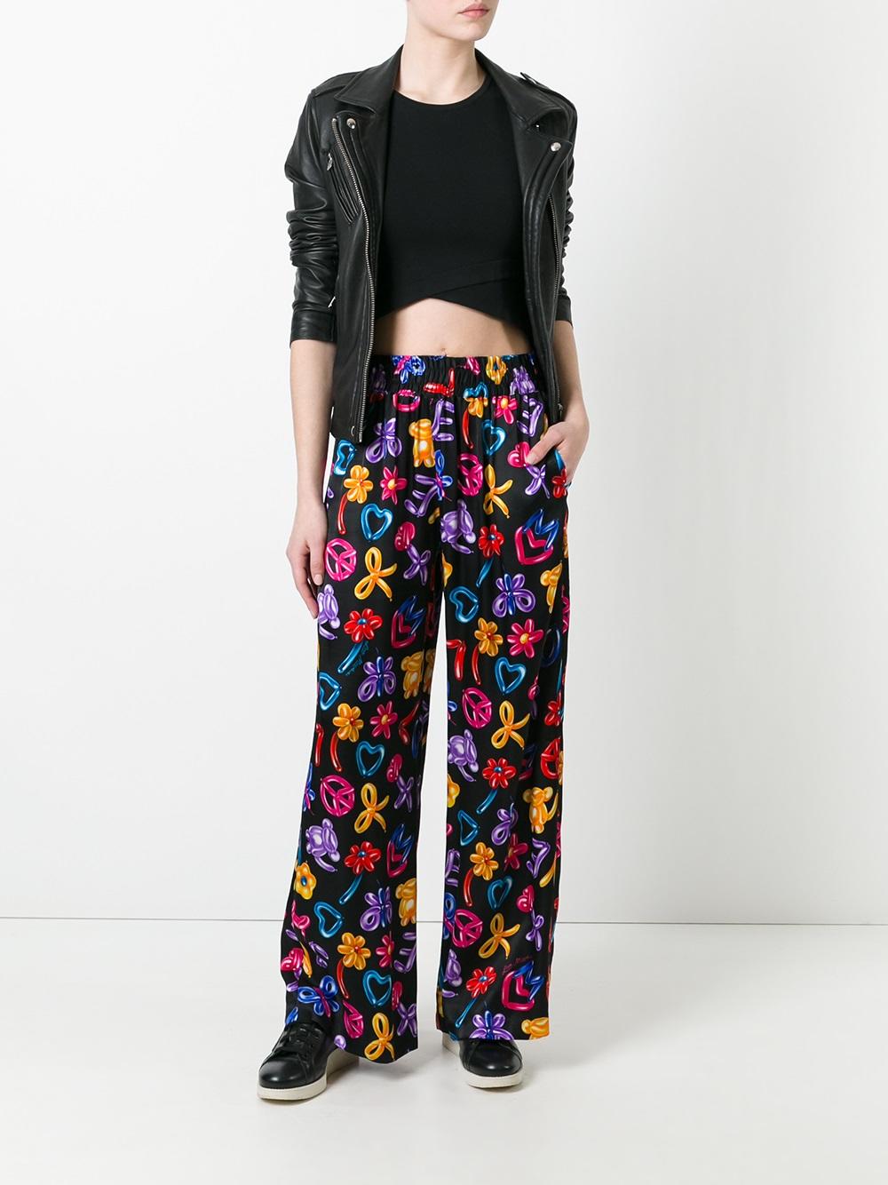 multiple prints straight trousers