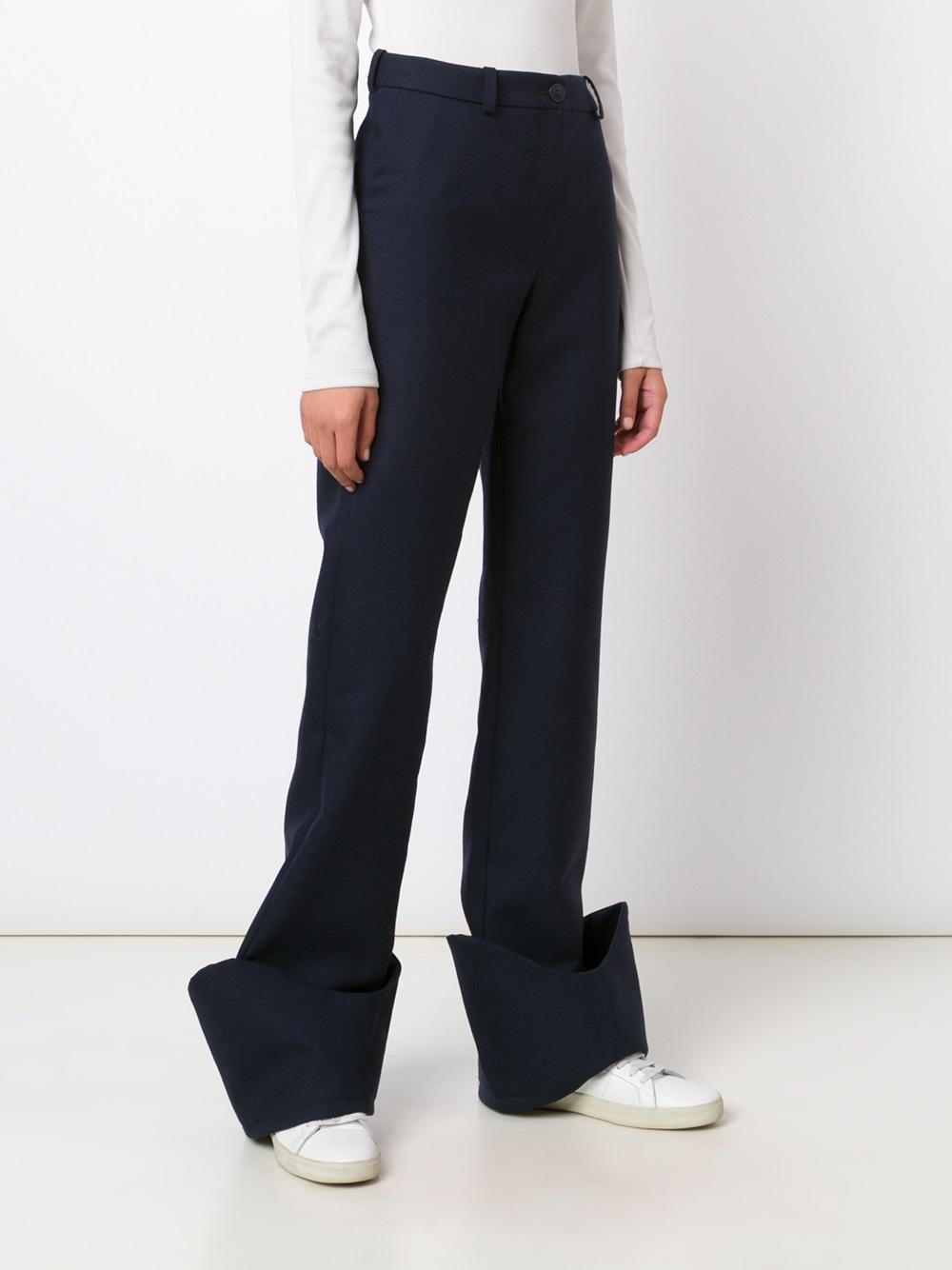 oversized hem slim fit trousers