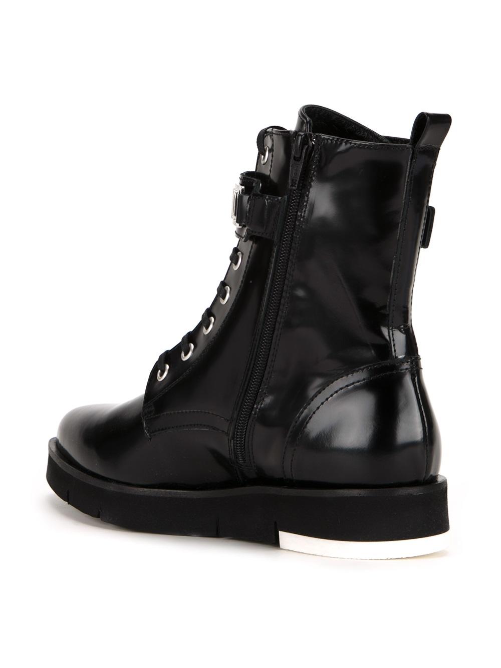 buckled detailing combat boots