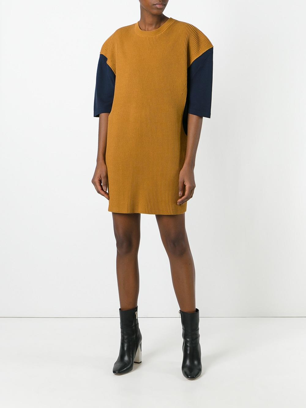 colour block ribbed dress