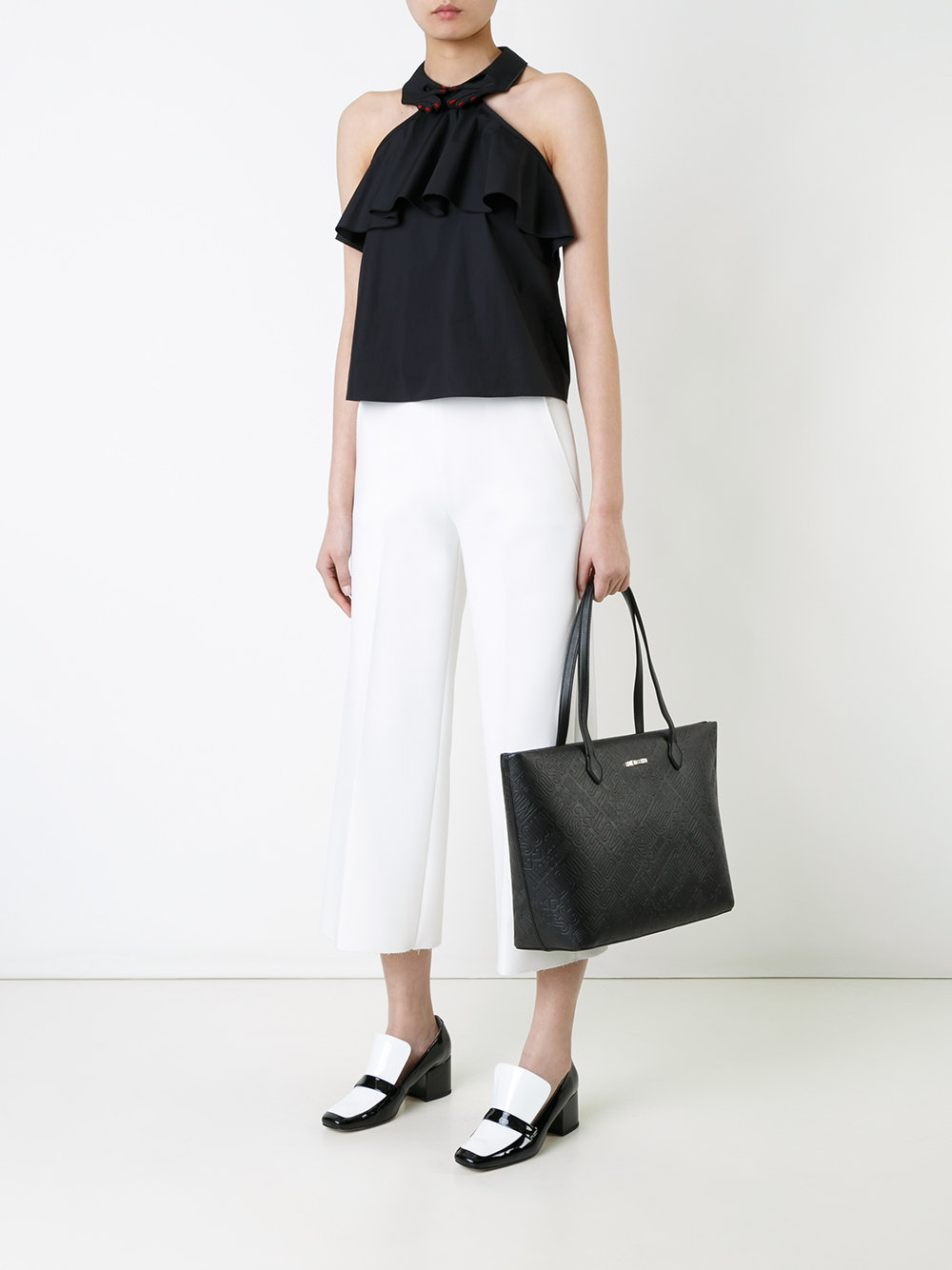 embossed logo shoulder bag
