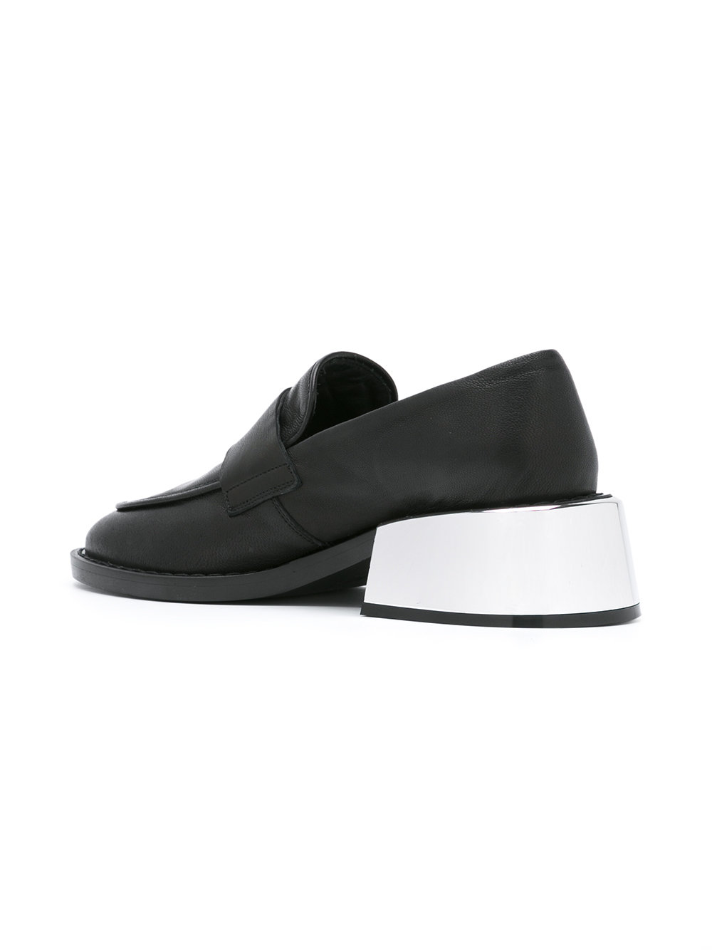 metallic heel penny loafers