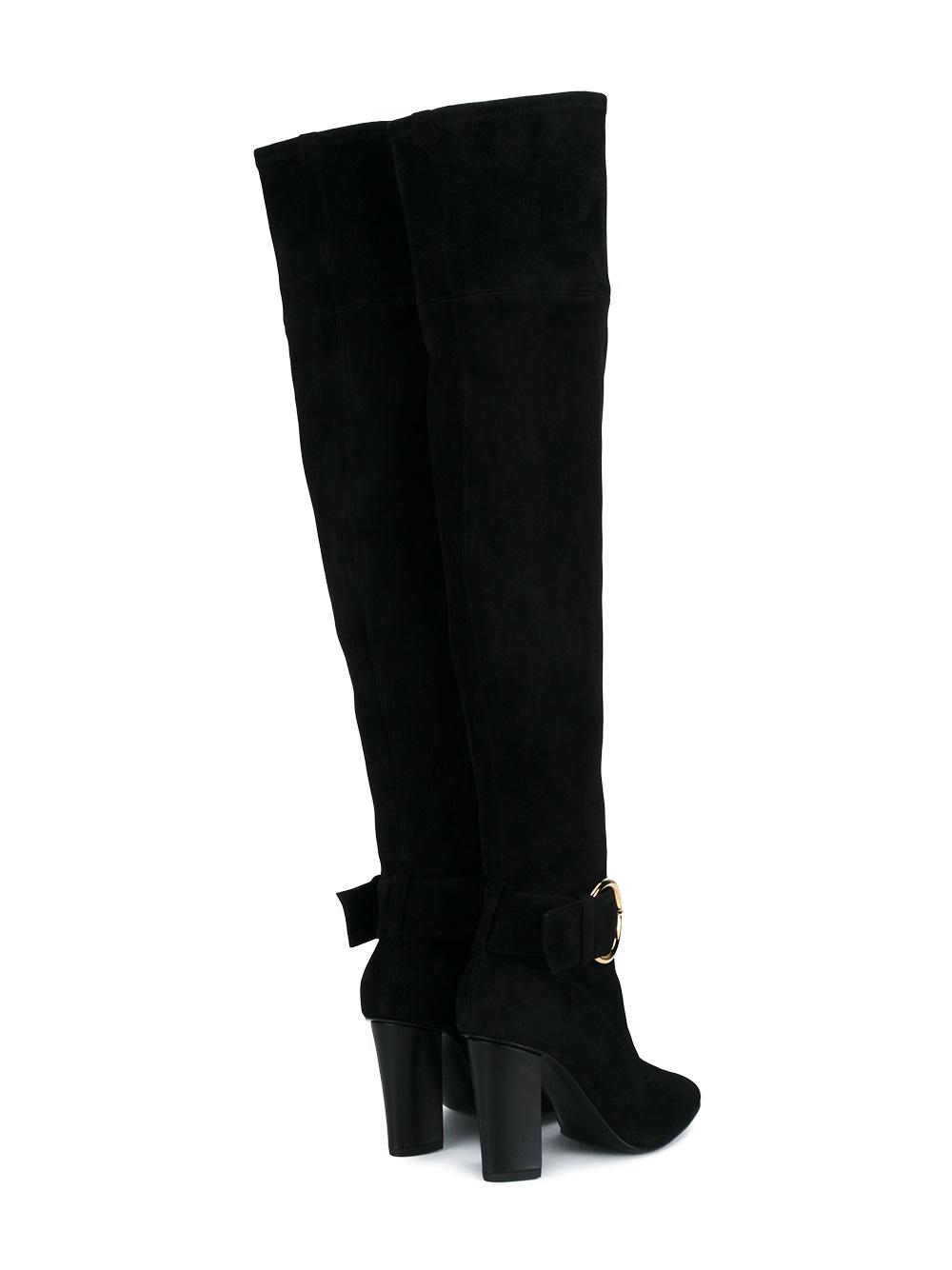 buckle detail over-knee boots