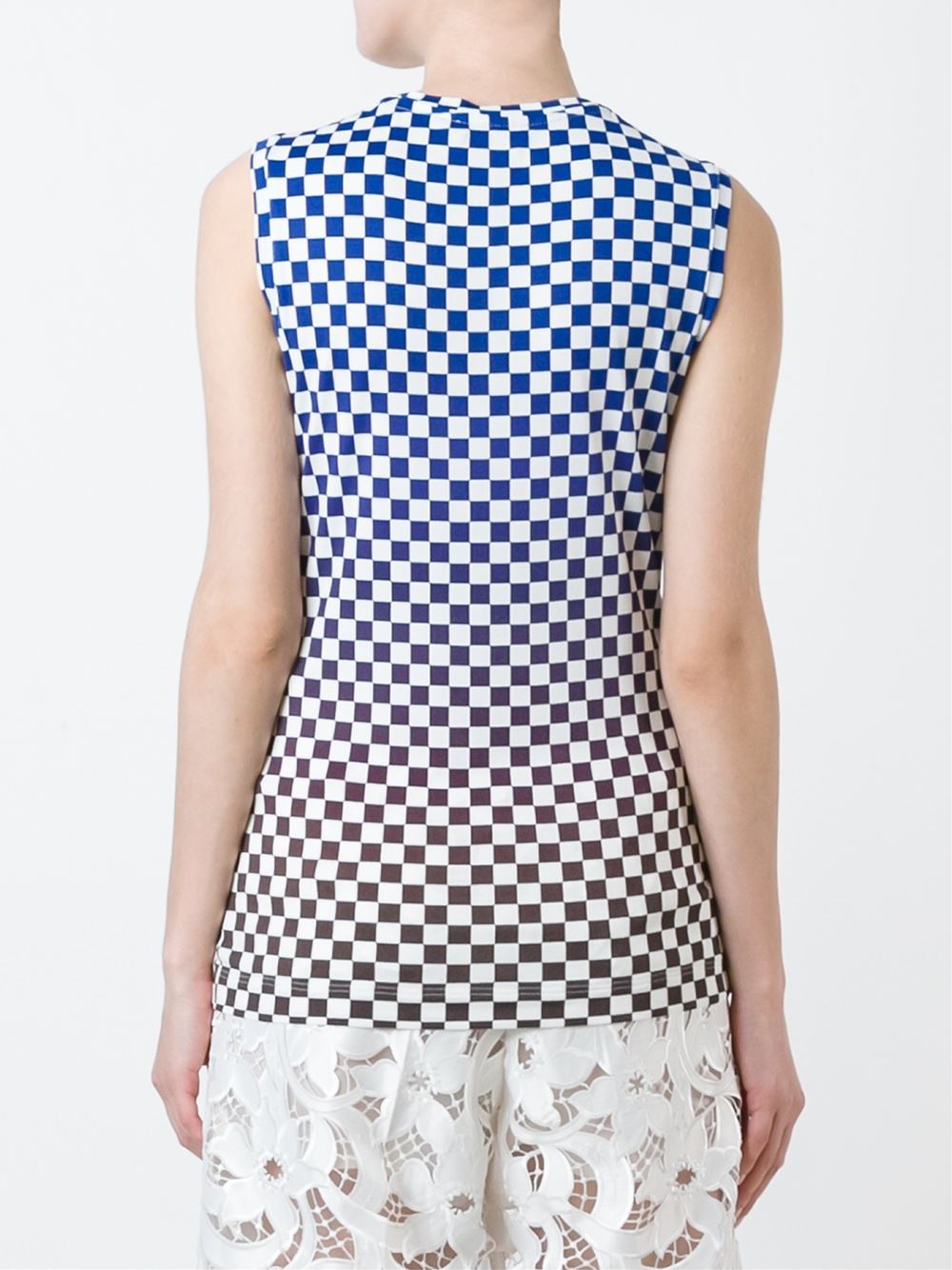 check print sleeveless top