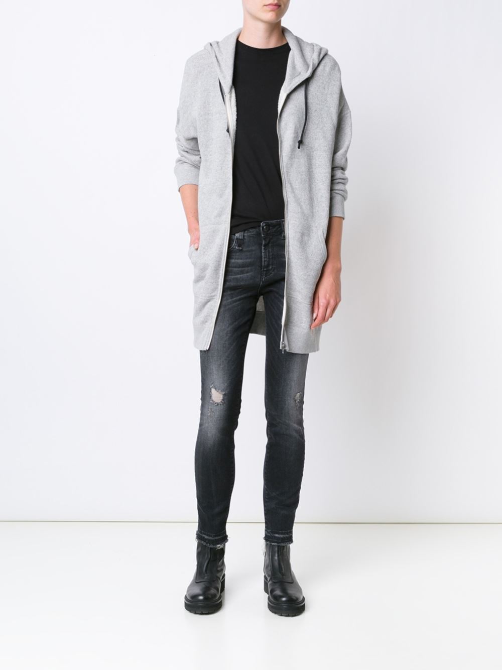 long zipped hoodie