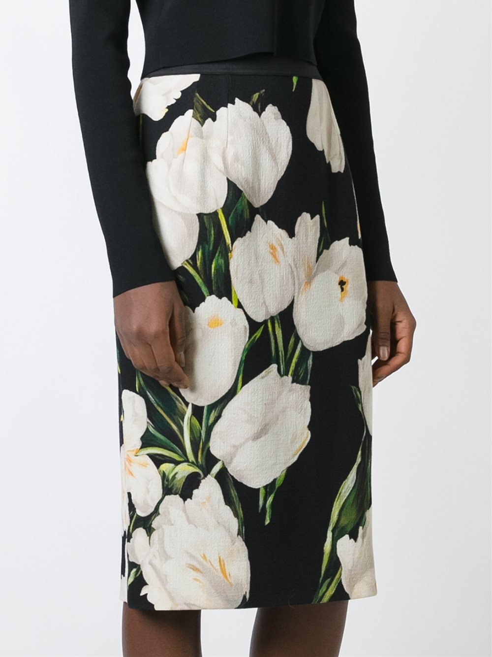 tulip print pencil skirt