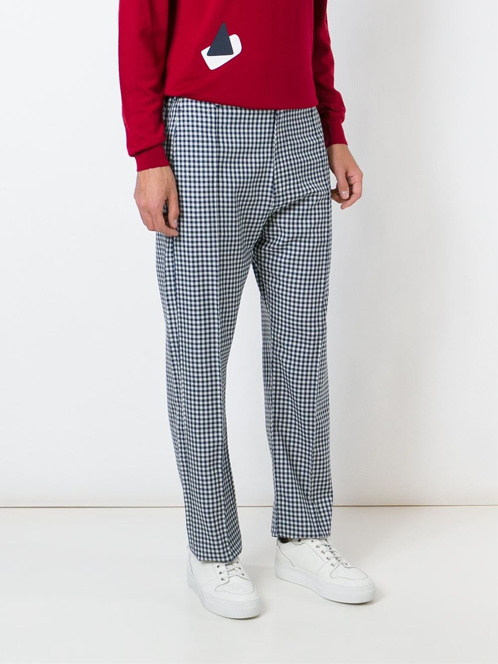 pintuck gingham trousers