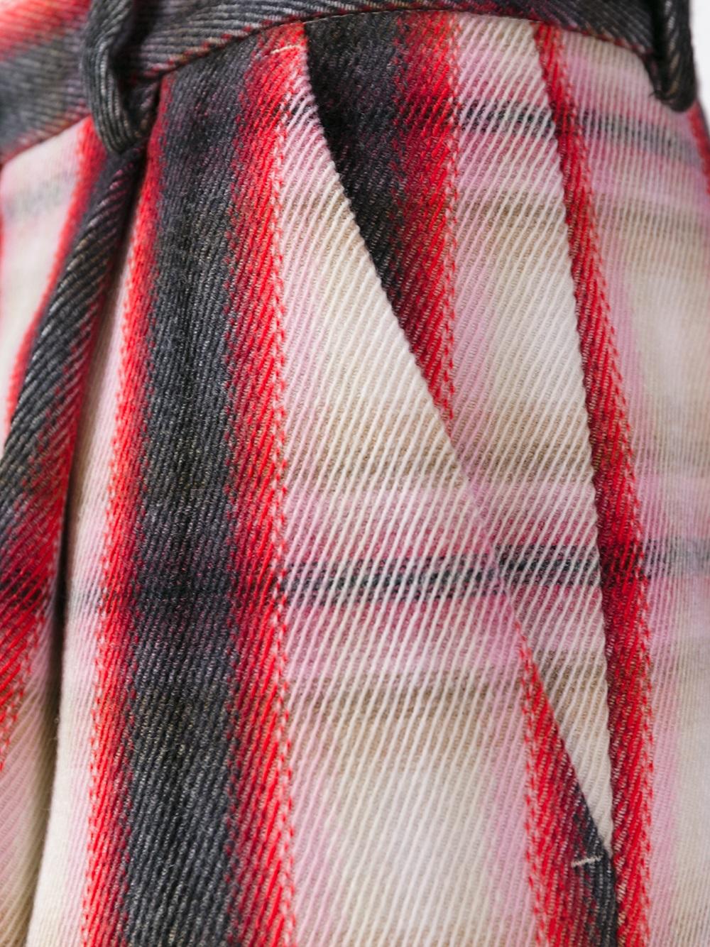 checked flared trousers