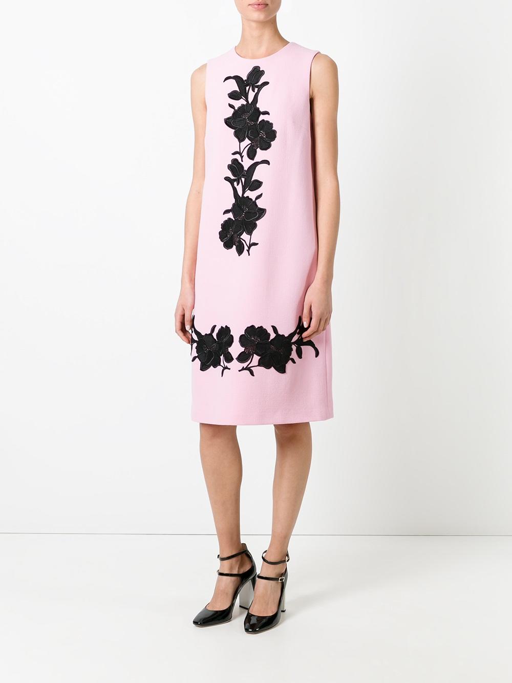 rose embroidered shift dress