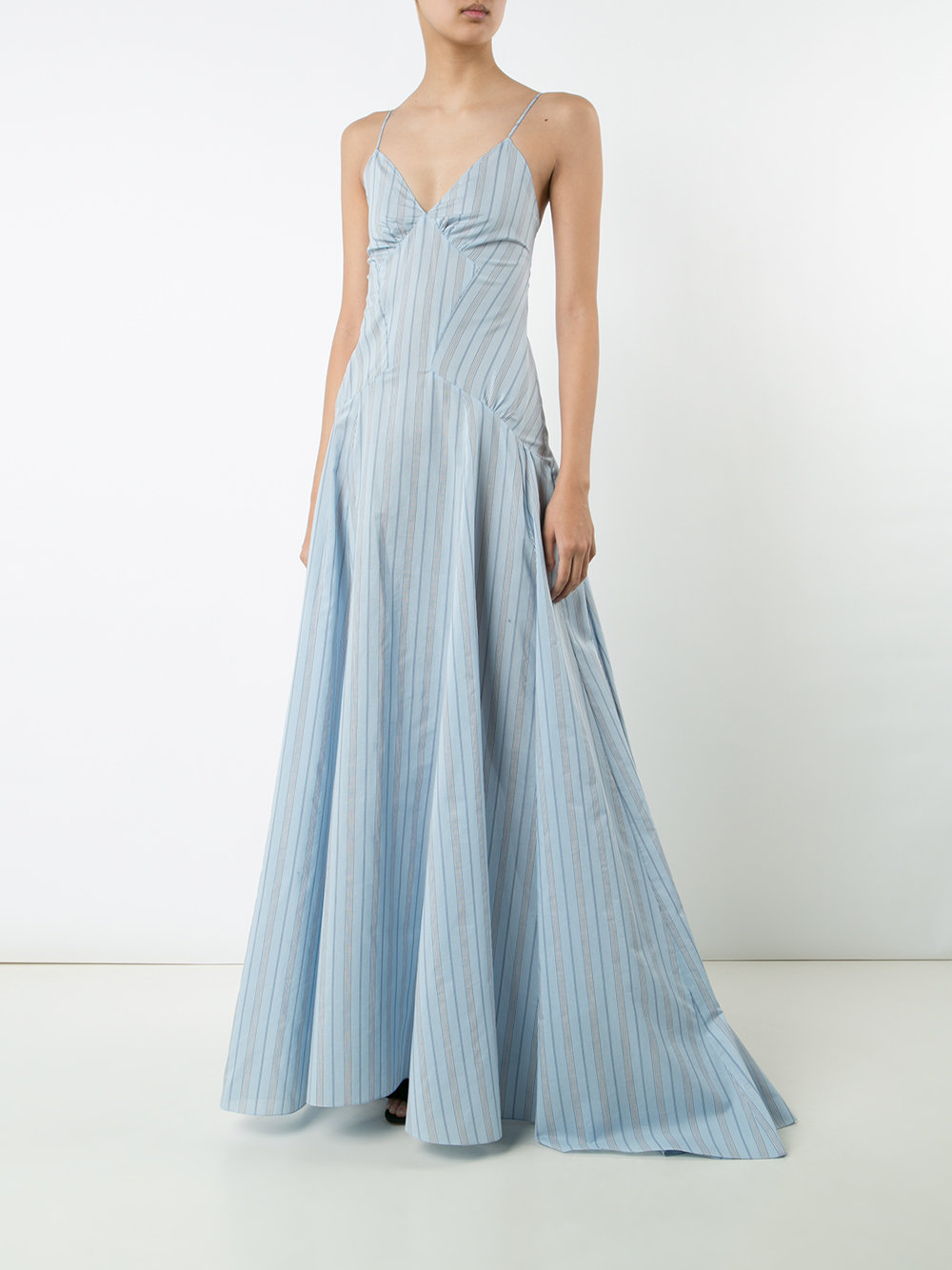 striped flare maxi dress