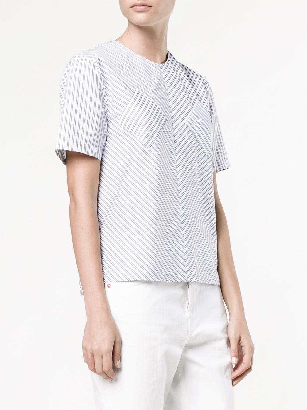 contrast pocket striped top