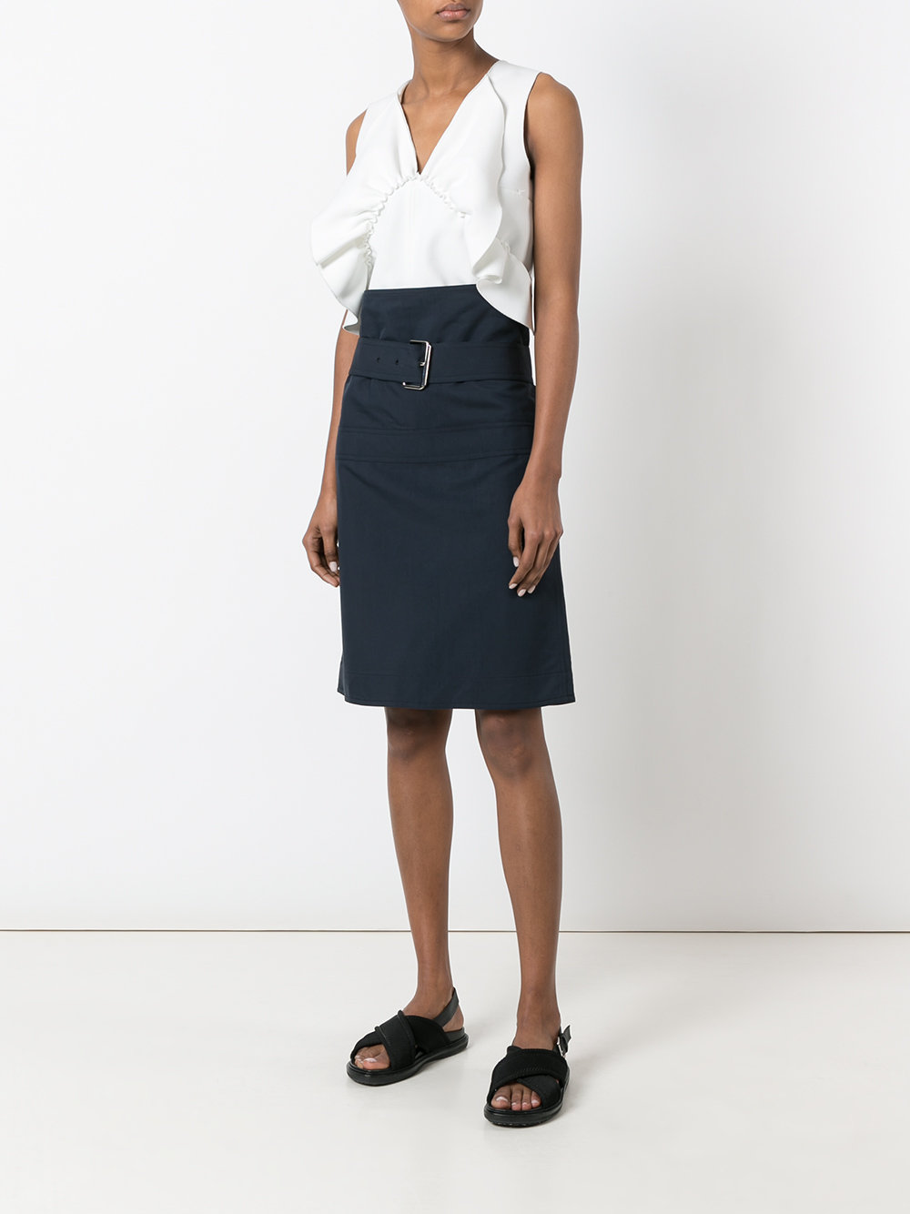 belted a-line skirt