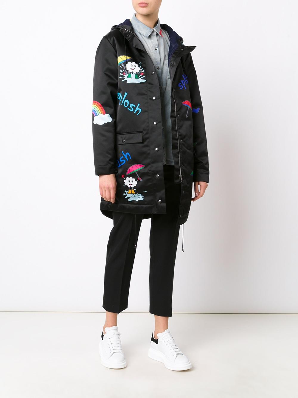 patched hooded coat