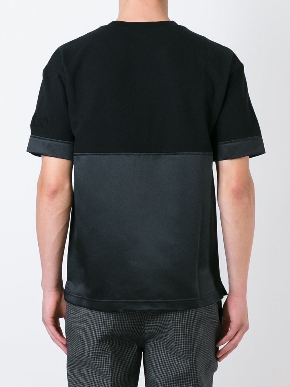 mixed fabric T-shirt