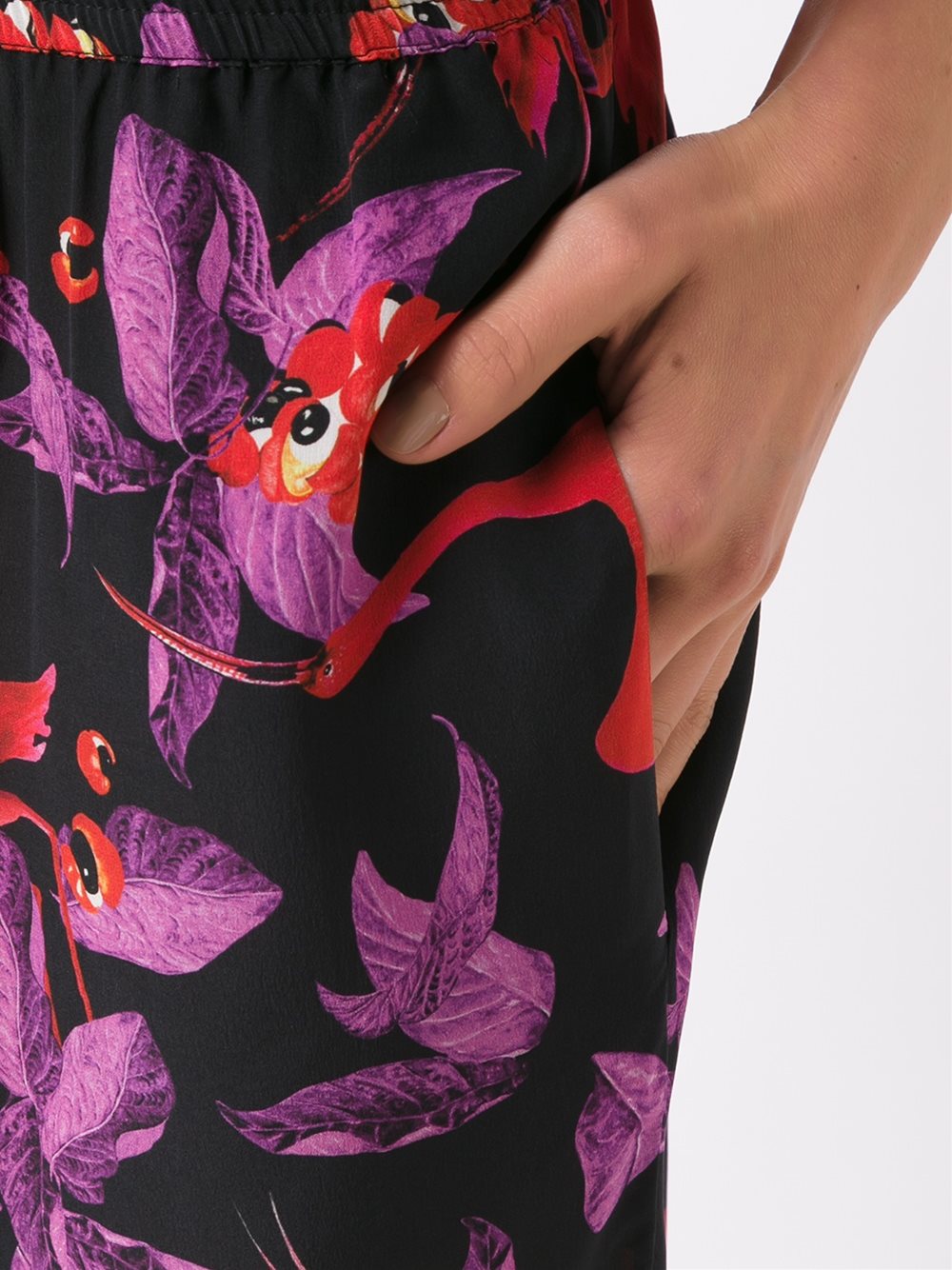 silk printed trousers