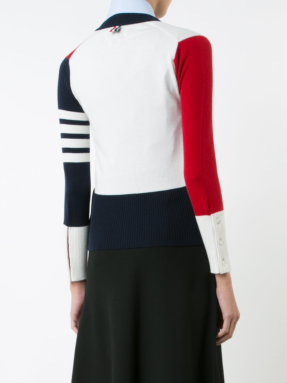 block colour V-neck cardigan