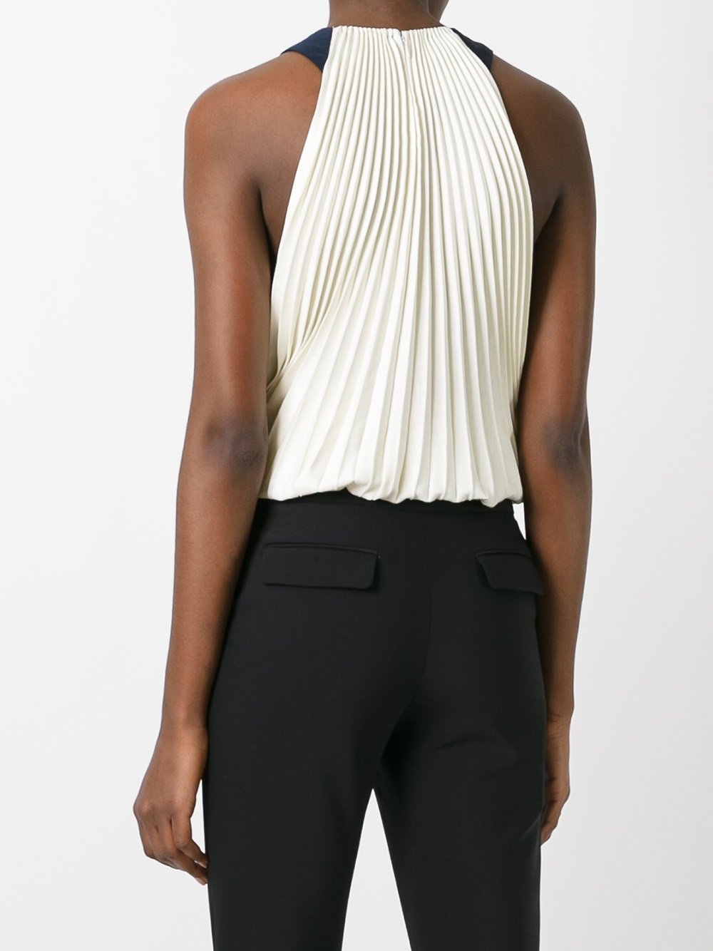 sleeveless pleated blouse