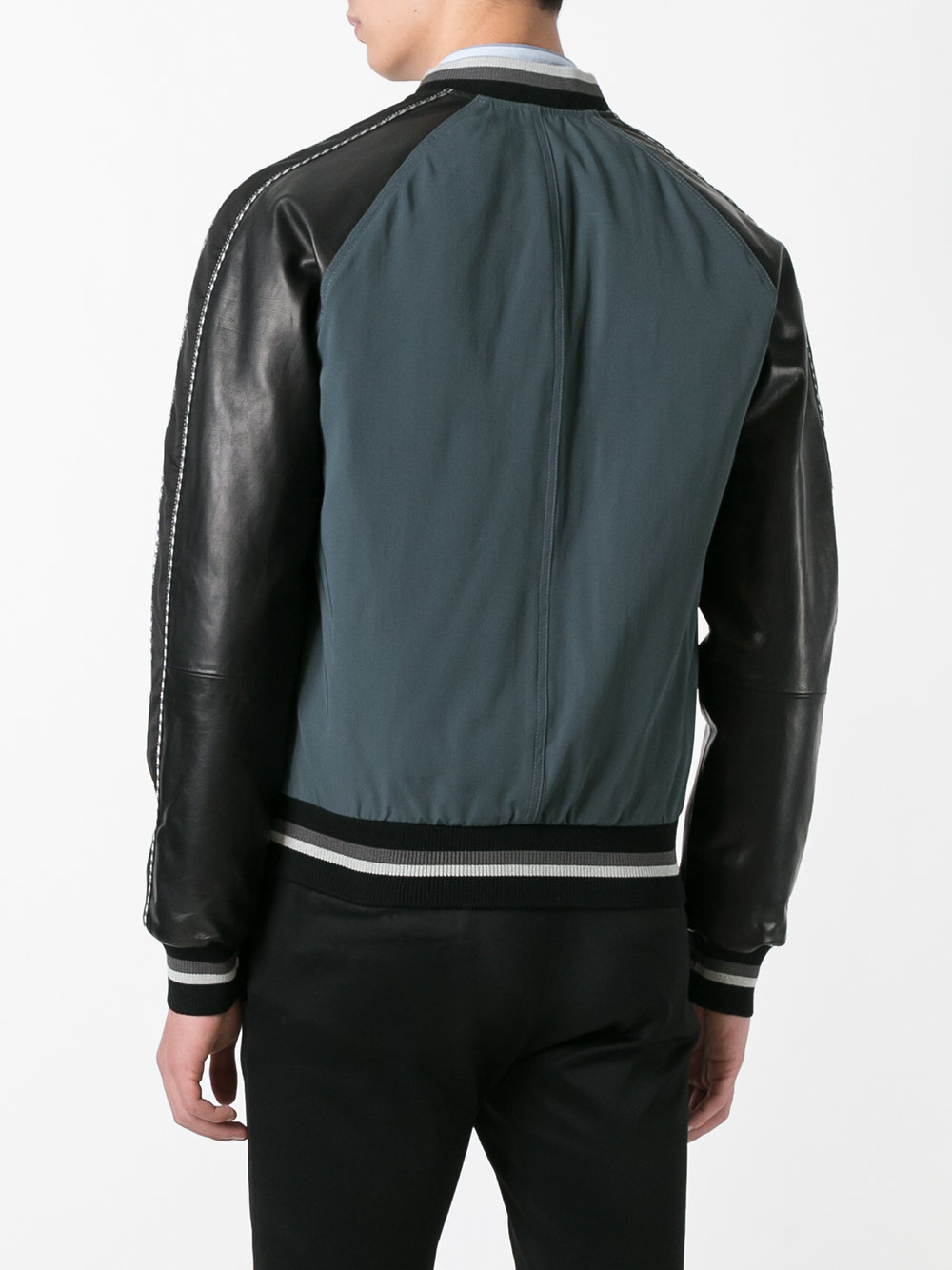 piped sleeve bomber jacket