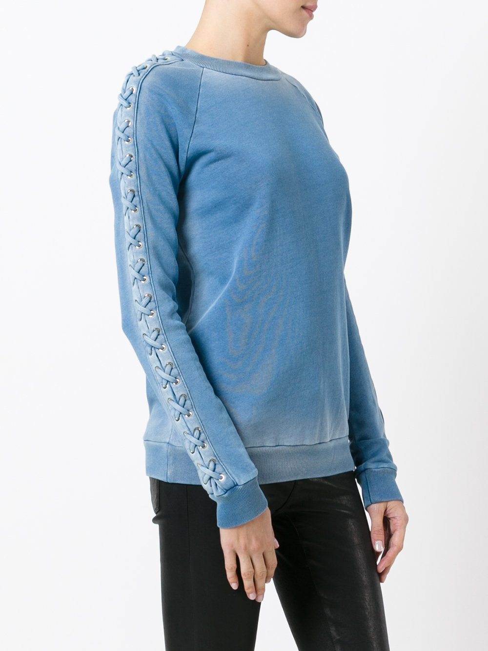 lace-up sleeve sweatshirt