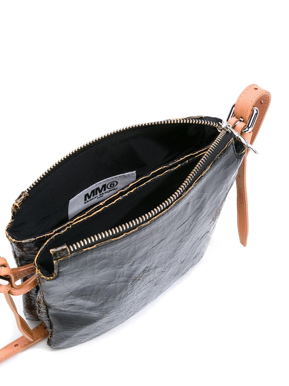 cracked leather effect crossbody bag