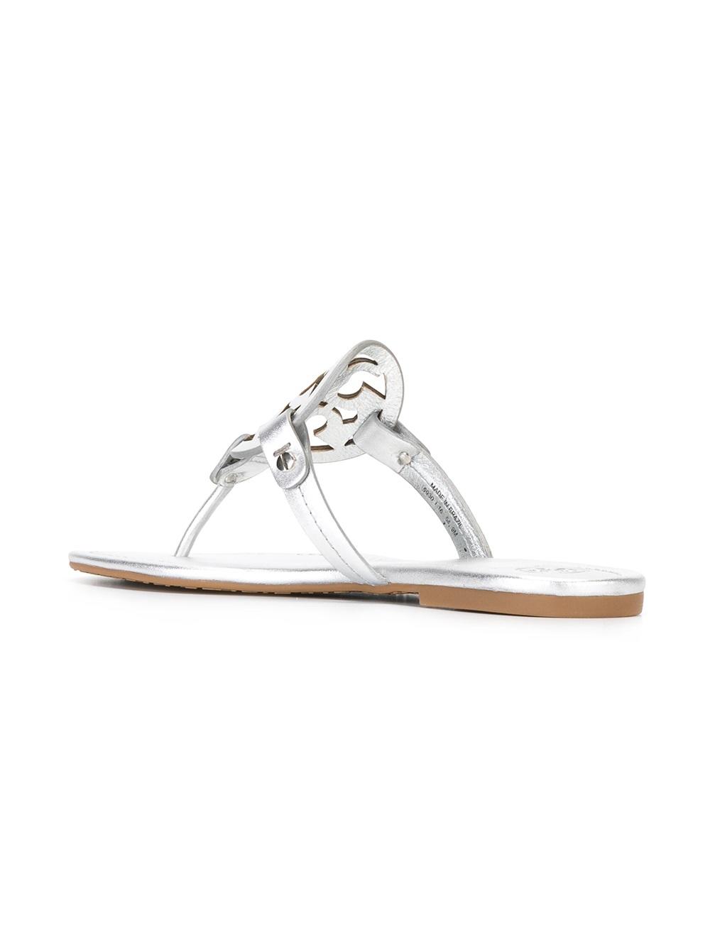 metallic flat sandals