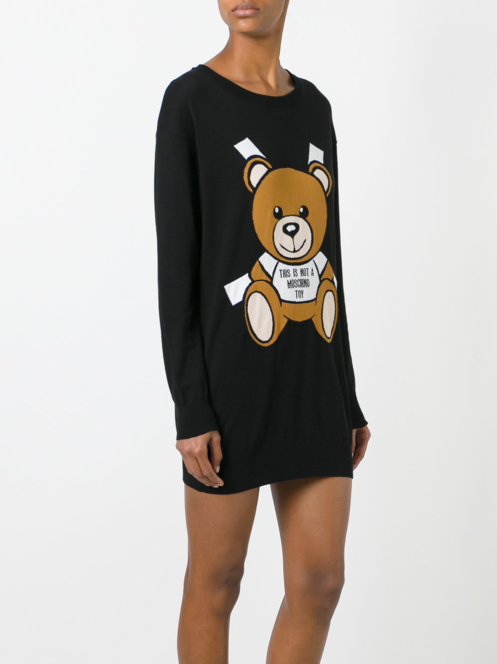 toy bear paper cut out intarsia sweater dress