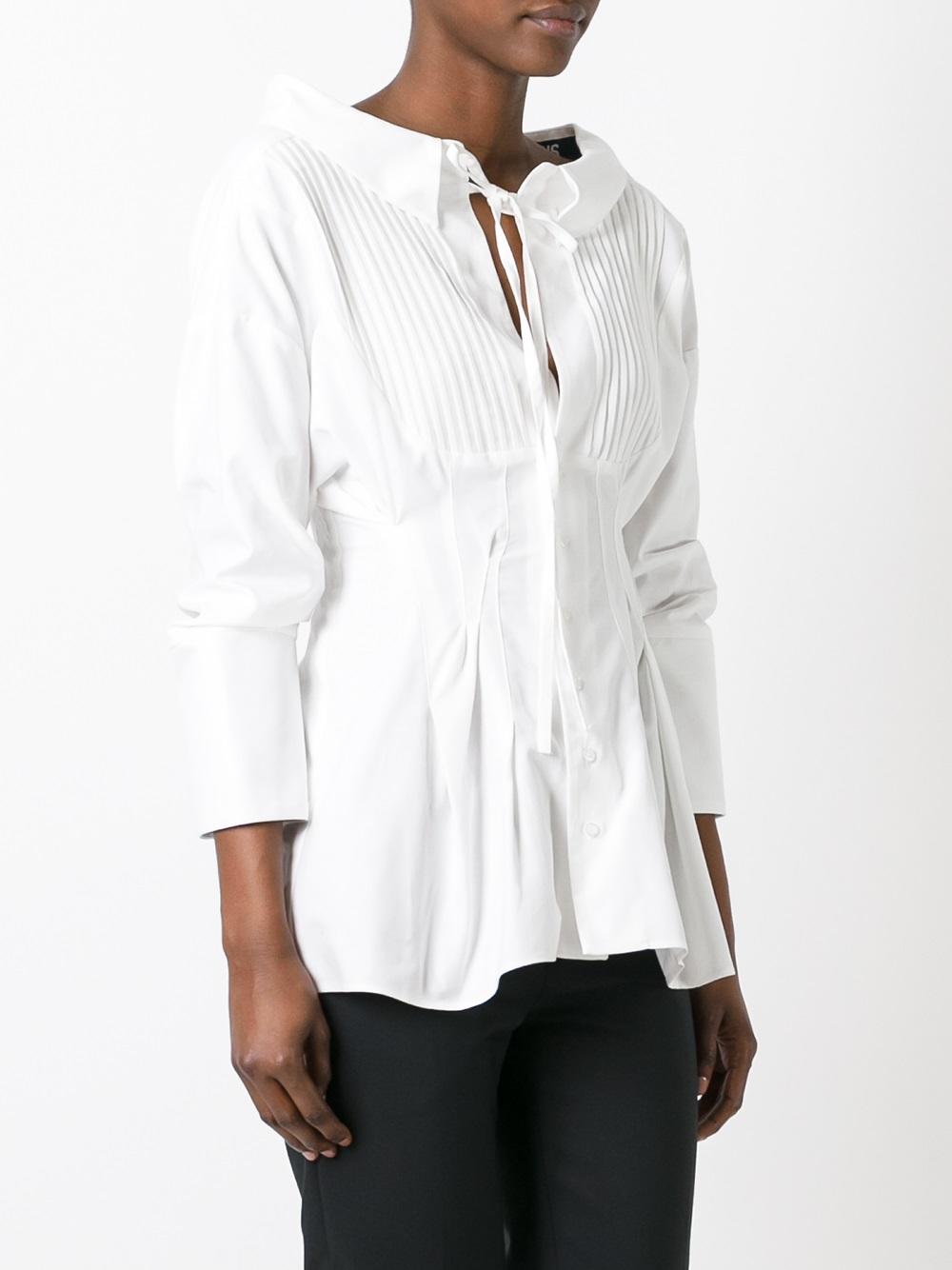 pleated bib blouse