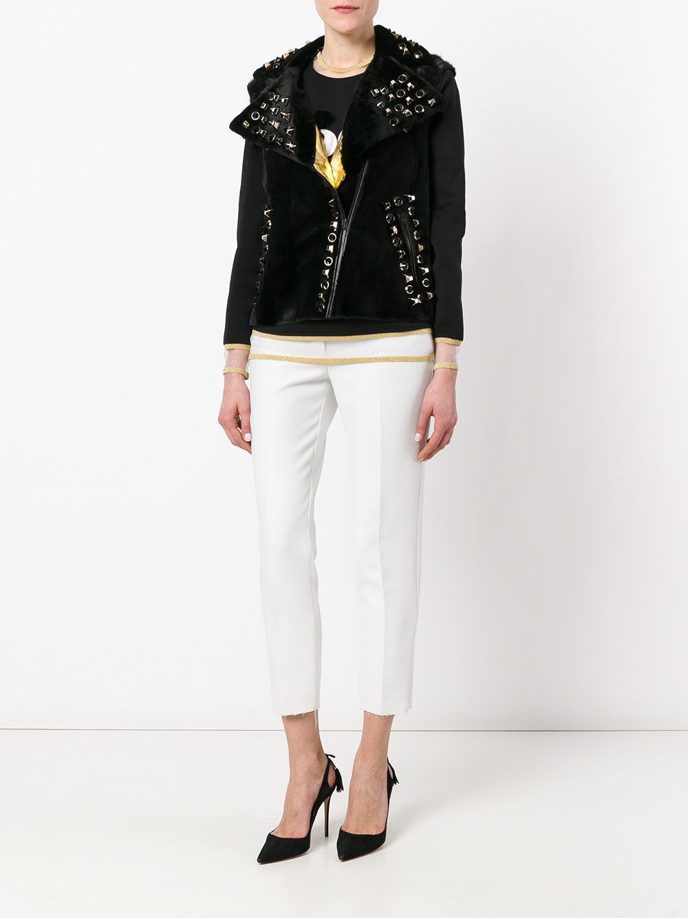 embellished biker style gilet