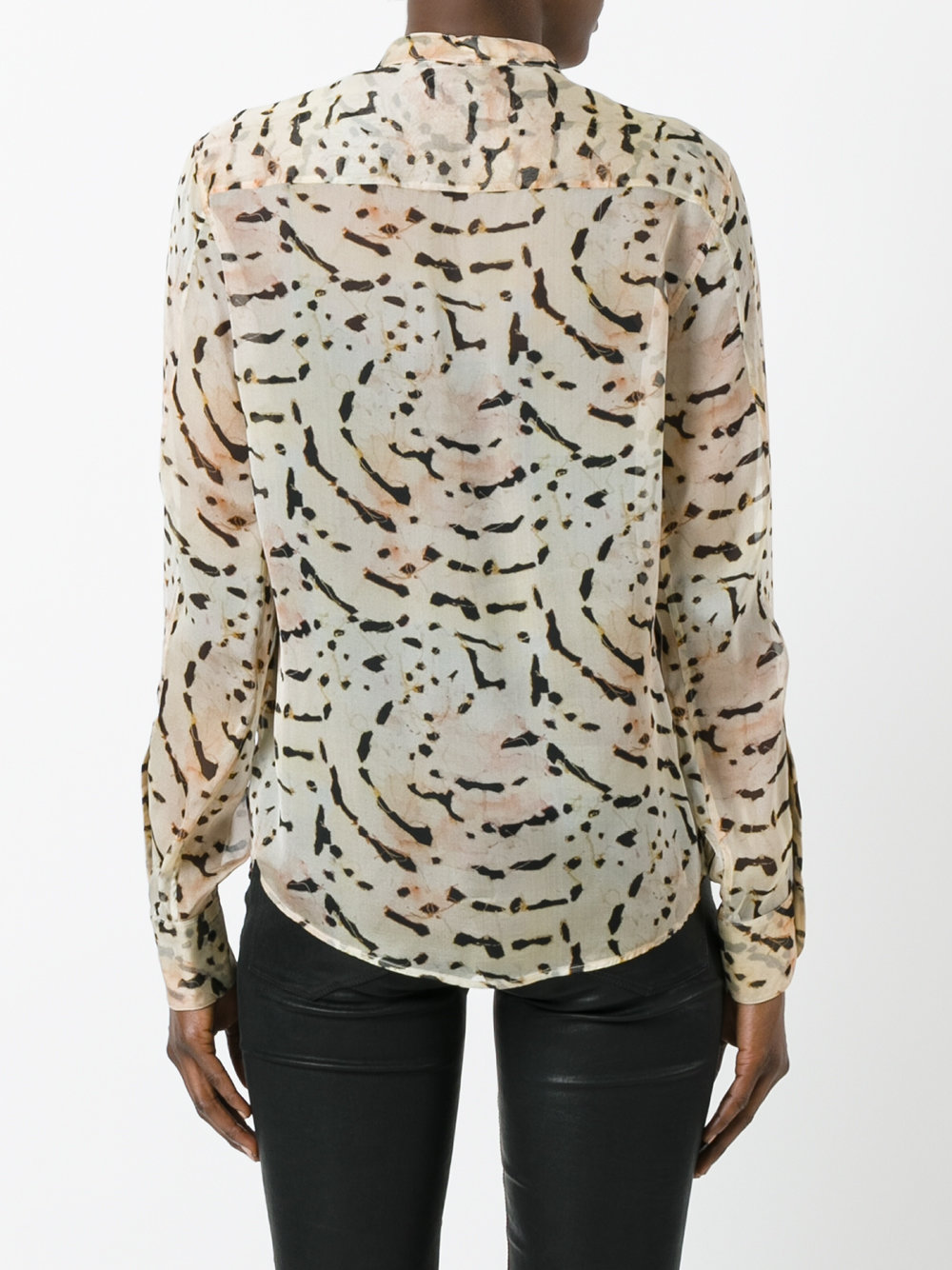 printed band collar shirt 