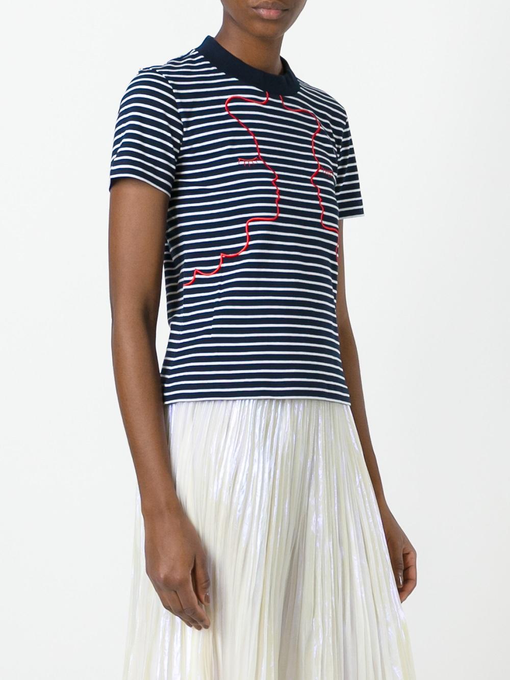 embroidered stripe T-shirt 