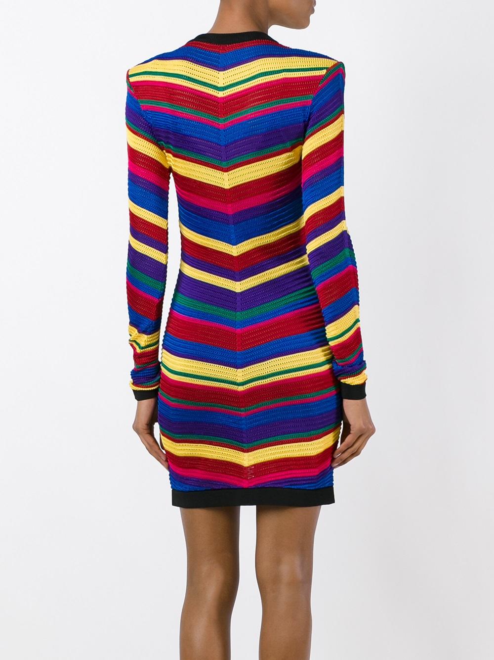 angled shoulder stripe dress