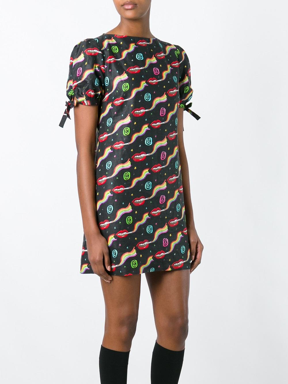 smoking lips print mini dress