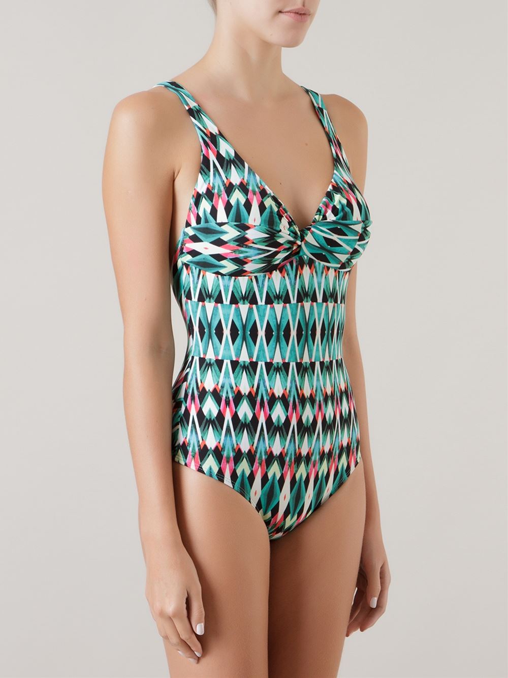 open back printed swimsuit