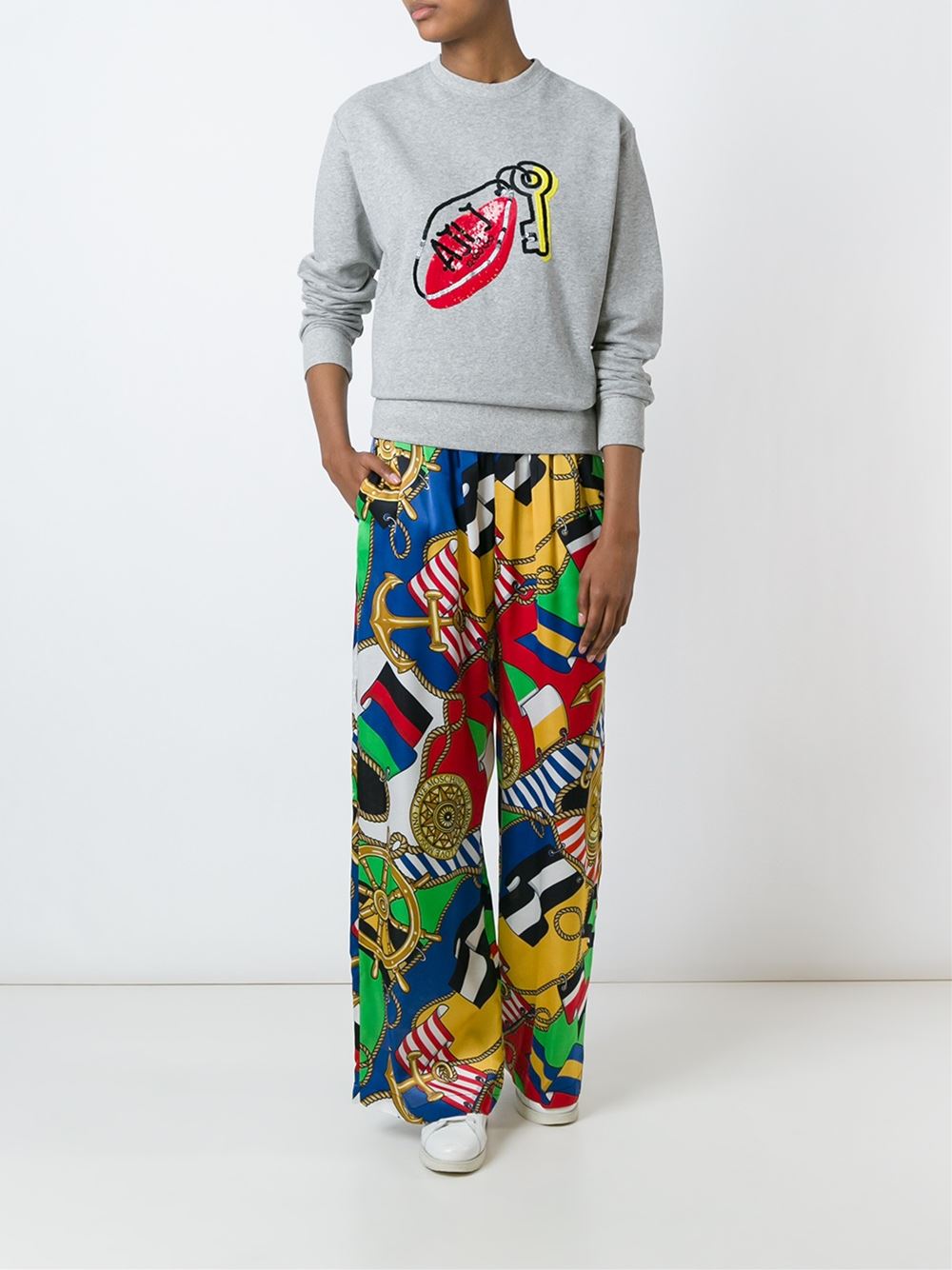 nautical theme print palazzo trousers