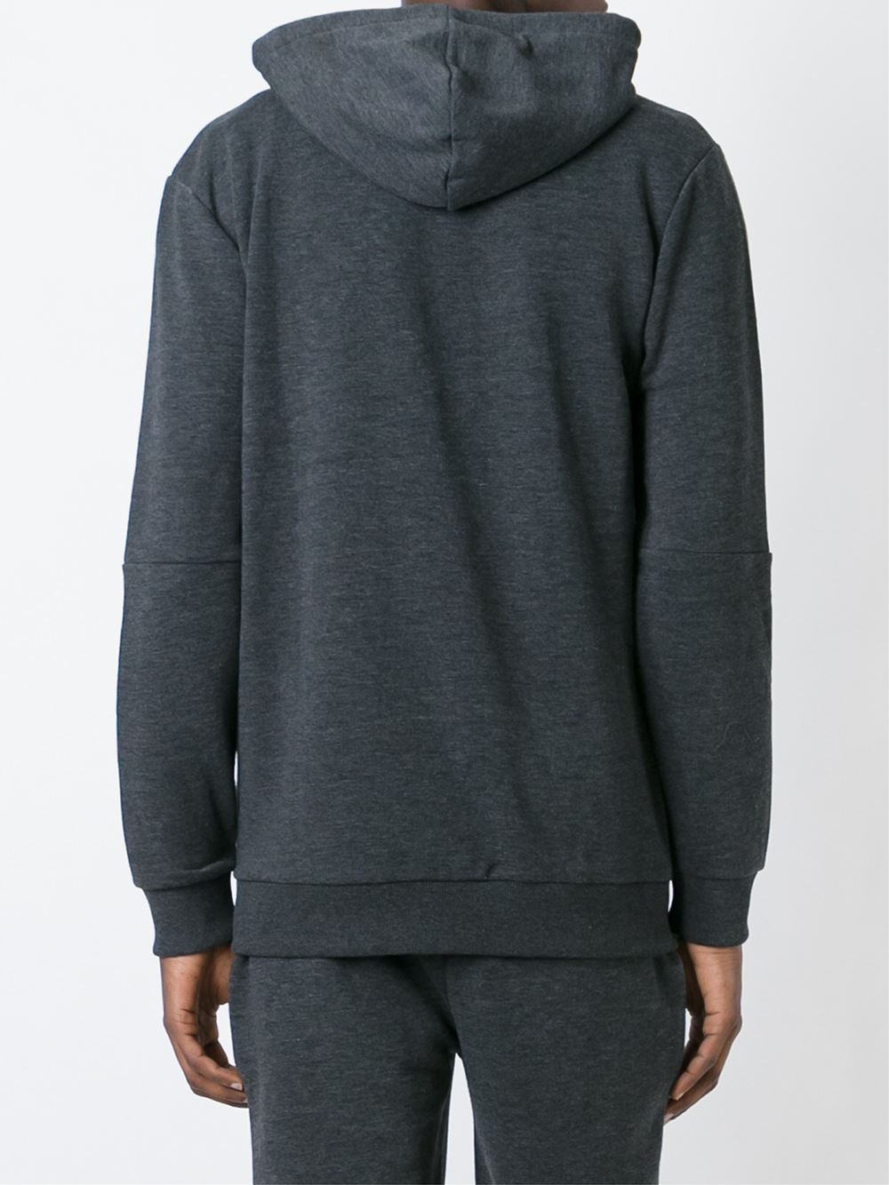 zipped-up hoodie