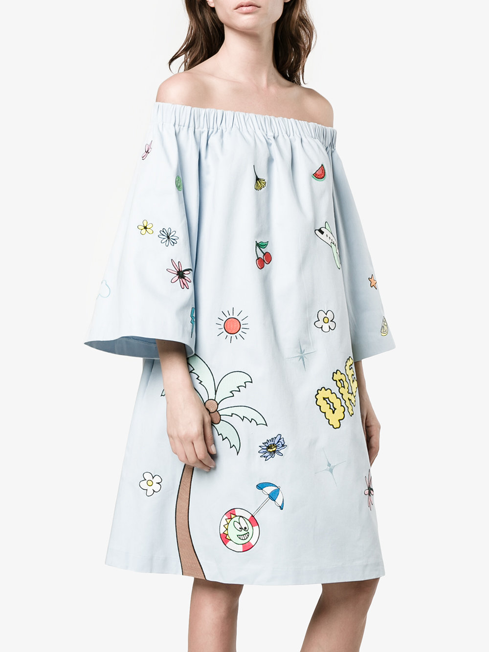 printed off-shoulder dress