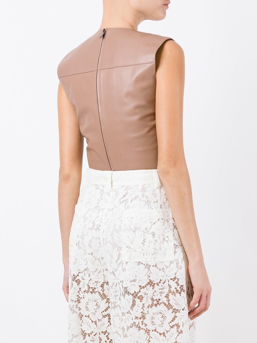 cropped lambskin top