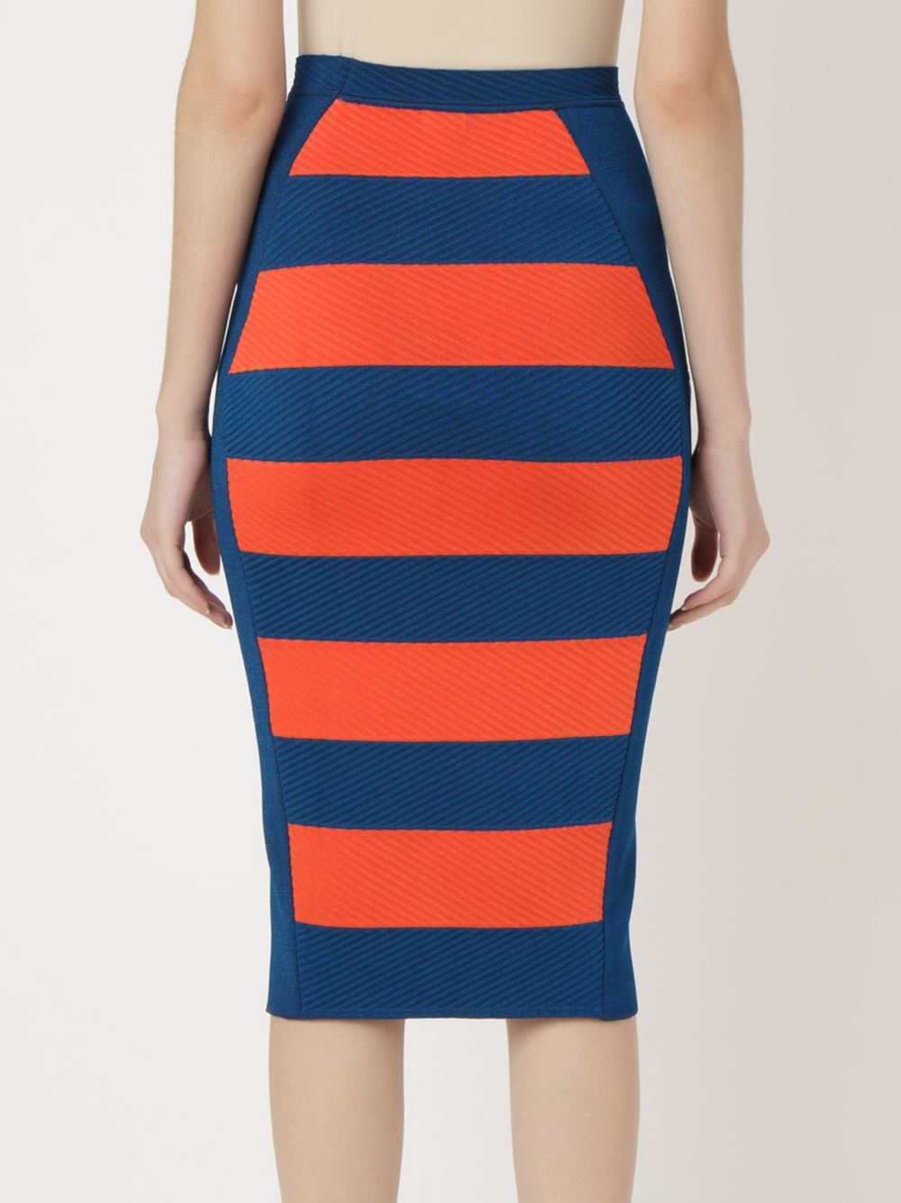 striped knit midi skirt