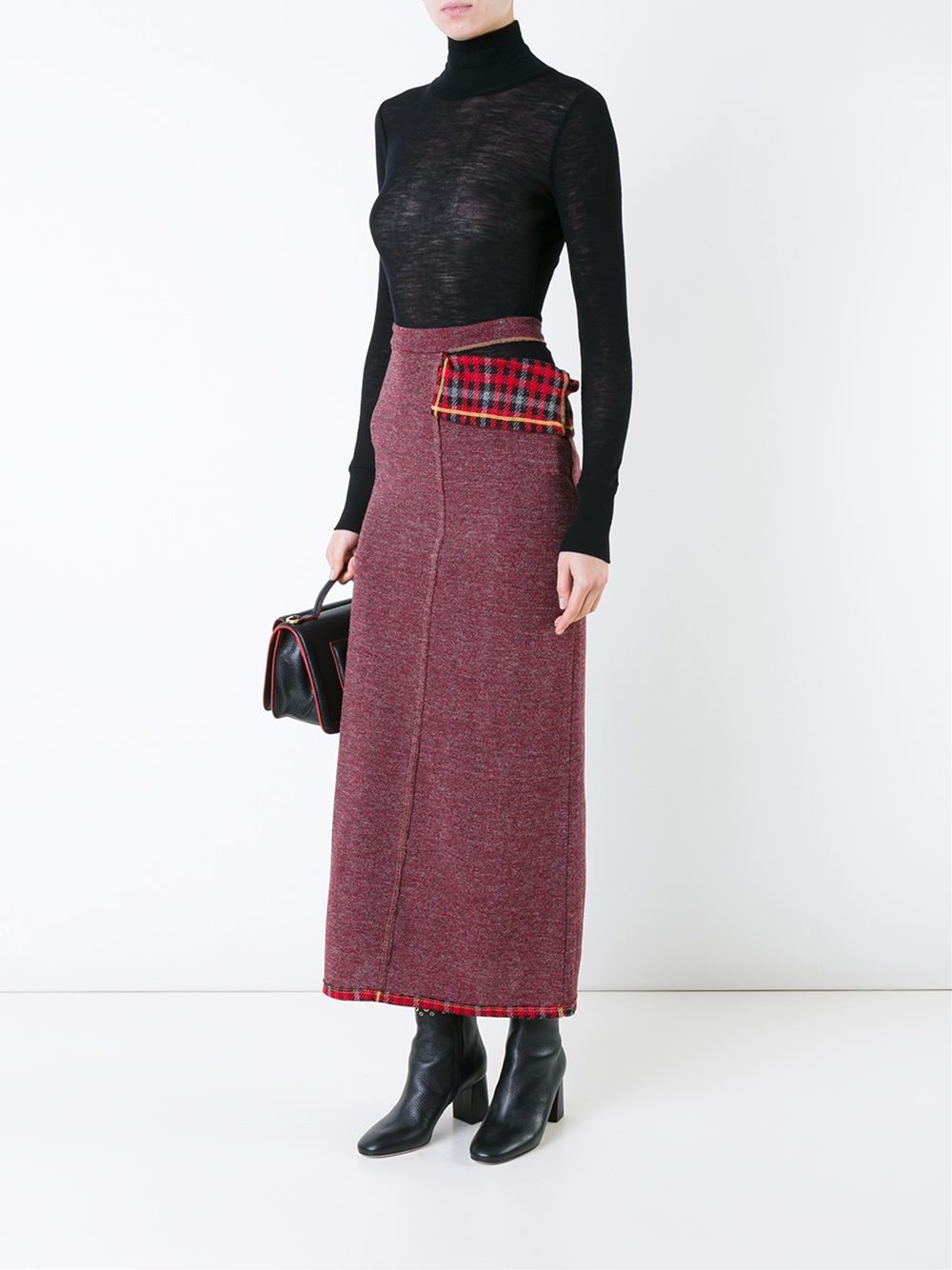 checked detail wrap skirt
