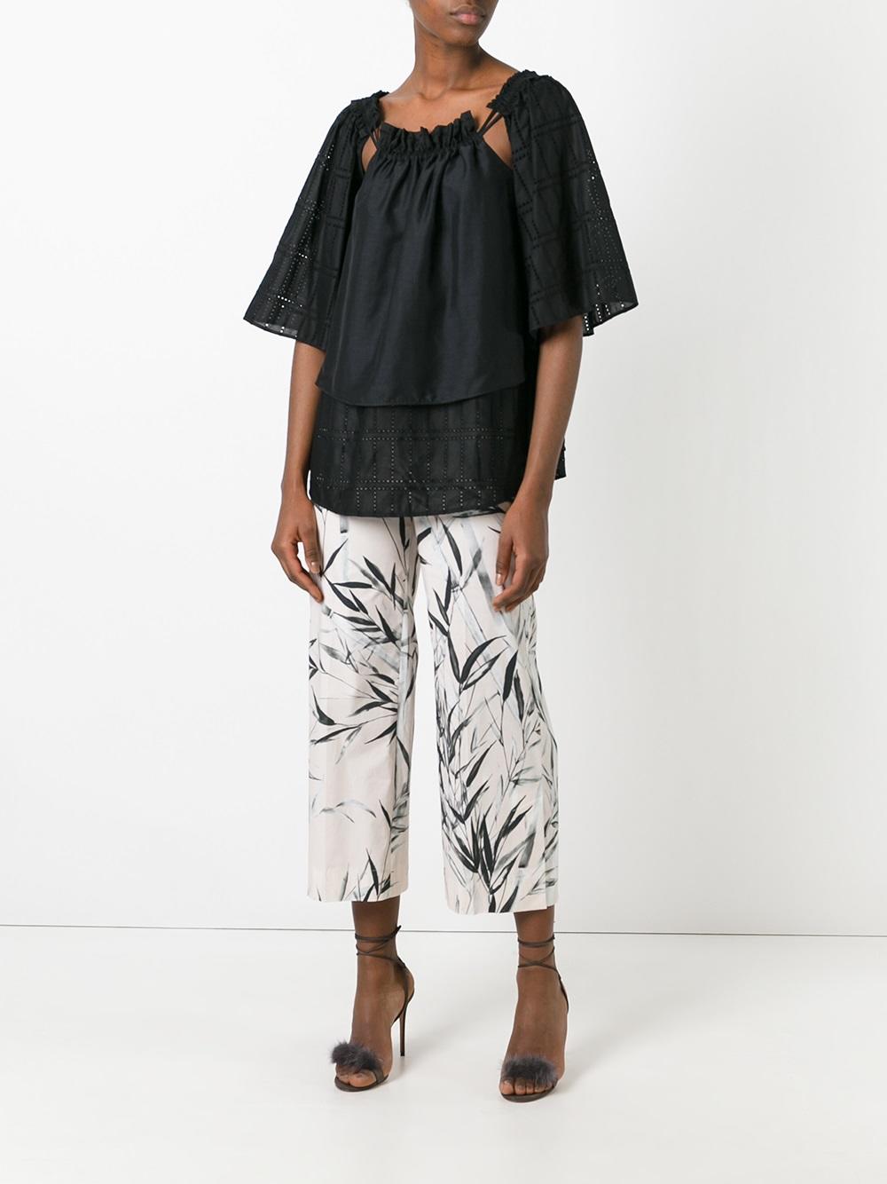 ruffled shift blouse