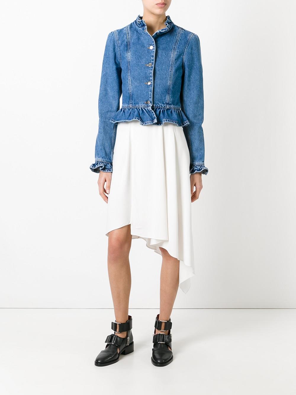 ruffled denim jacket 