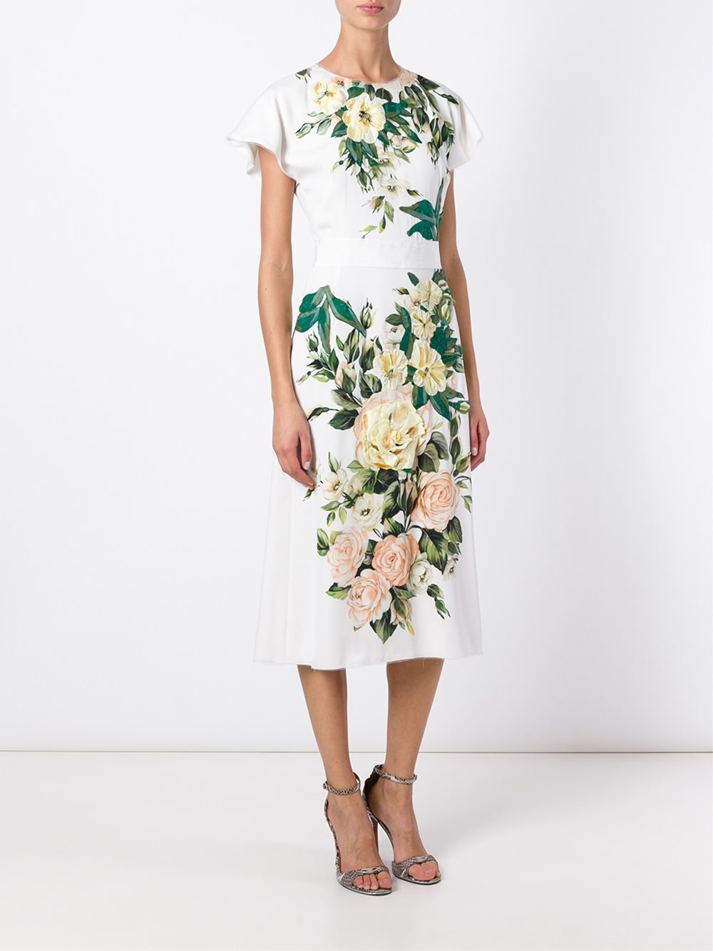 rose print midi dress