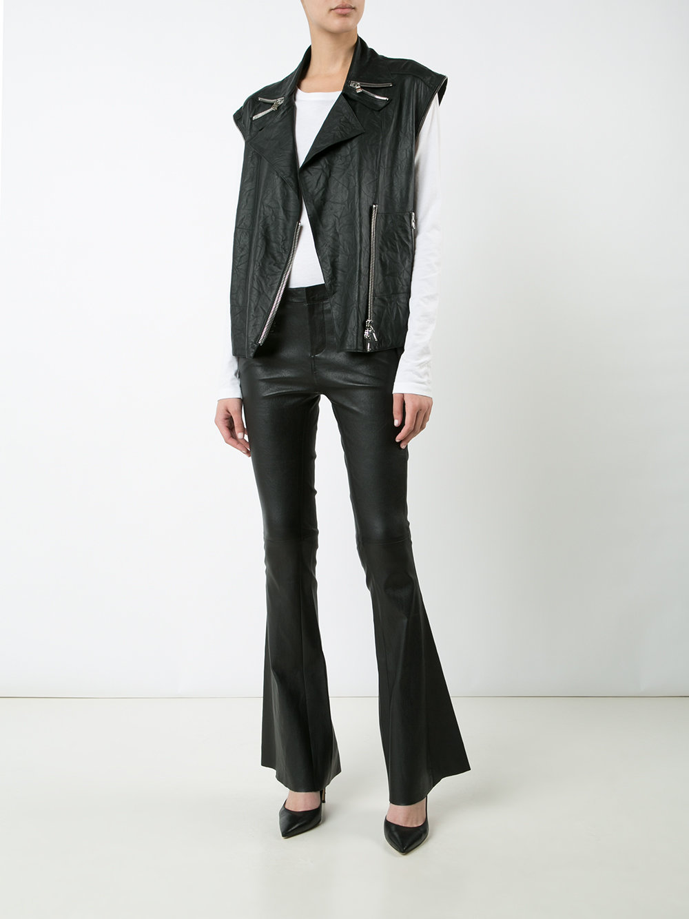 flared leather trousers