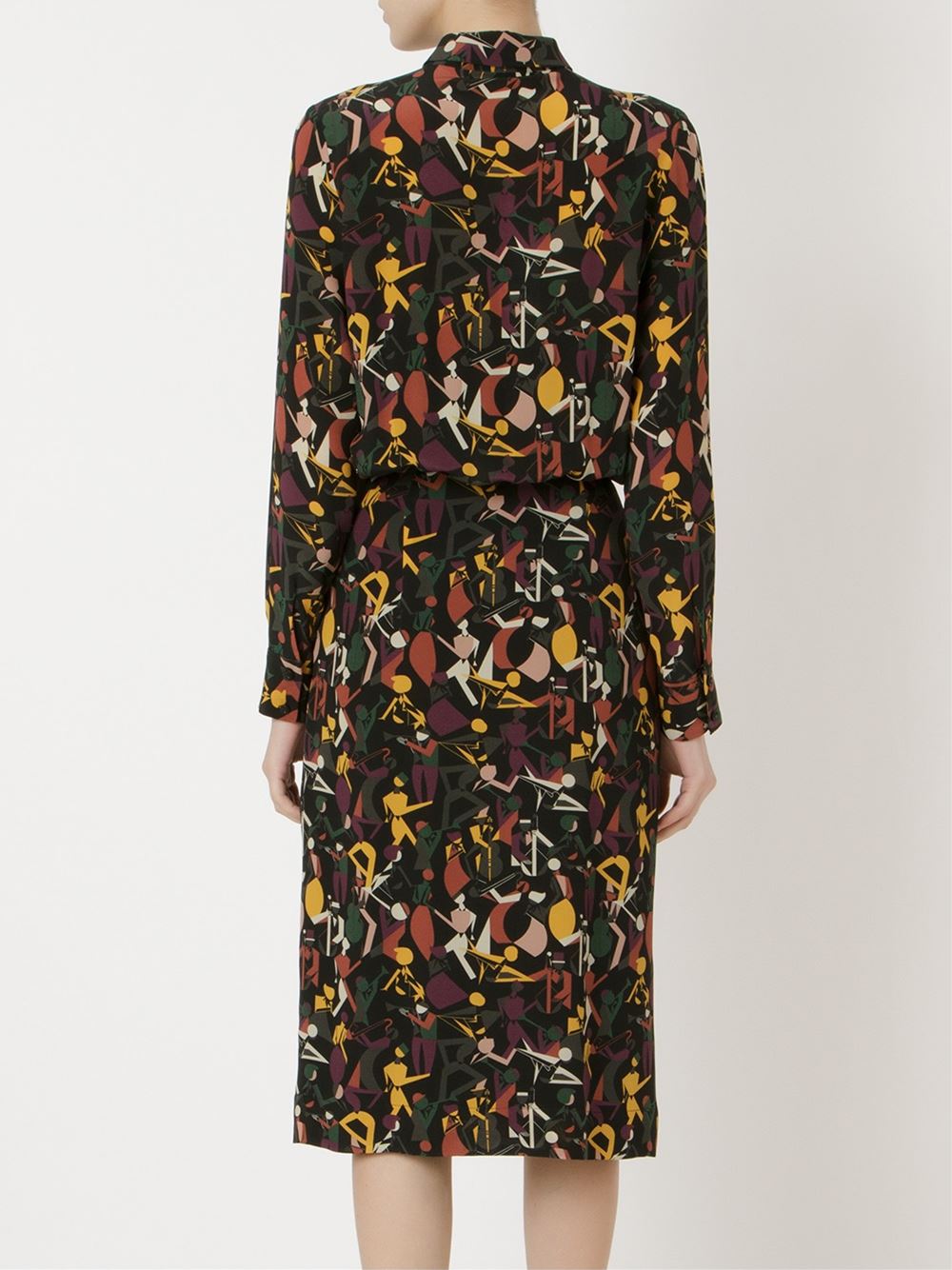 midi printed shirt dress