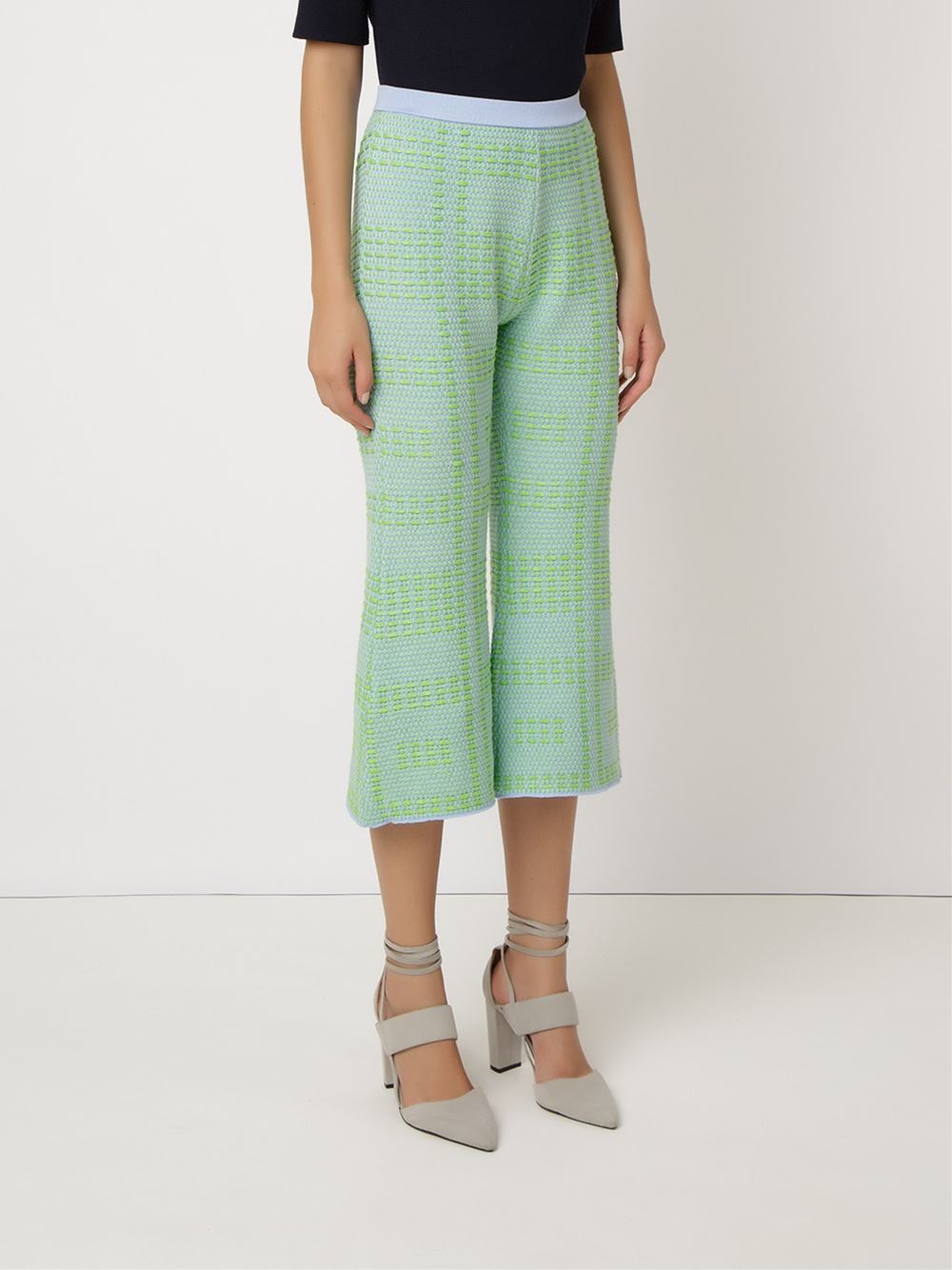 cropped knit wide leg trousers