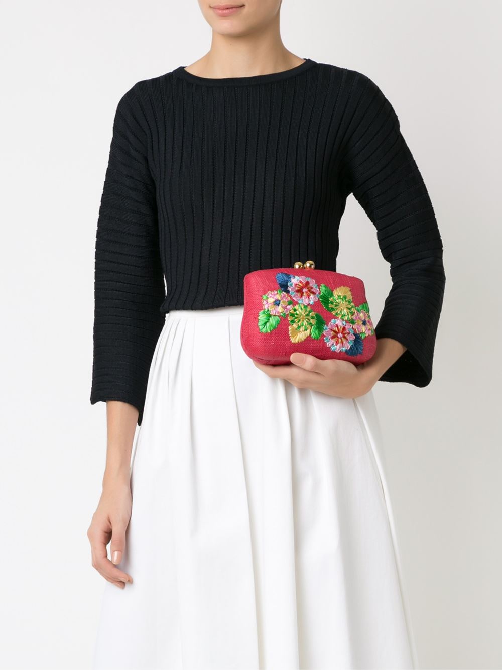 embroidered clutch bag