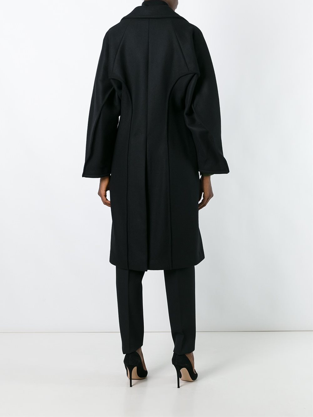 curved seam oversized coat