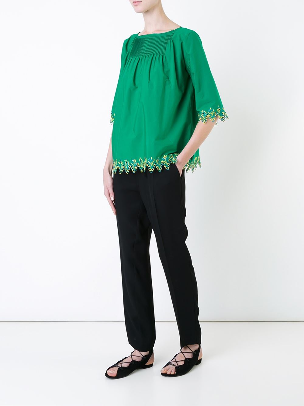 embroidered trim blouse