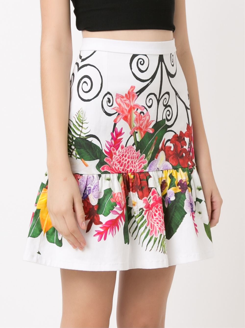 high waisted floral skirt